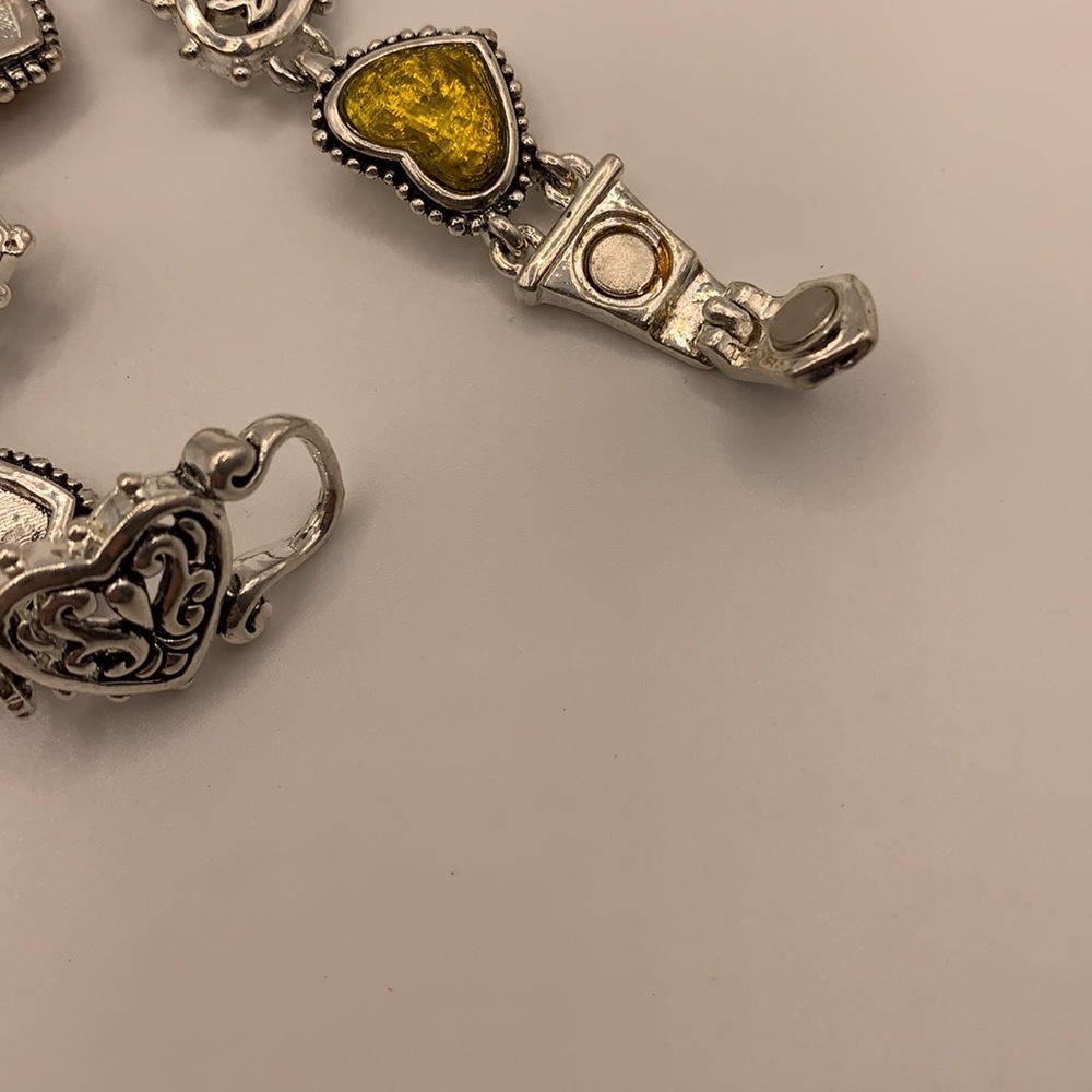 Silver-tone Cosmetic Gemstone Heart Bracelet - Picture 6 of 8